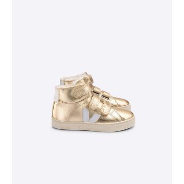 Gold Kids' Veja ESPLAR MID FURED LEATHER Shoes | AU 756AHK